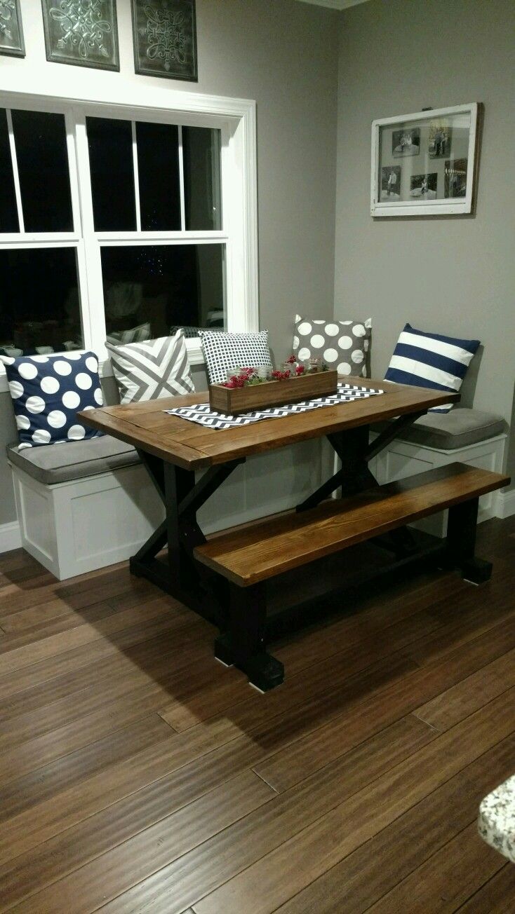 My Husband Built This Table And Bench Seating For My Nook Area. I Intended For Most Recent Liles 5 Piece Breakfast Nook Dining Sets (Photo 10 of 20)