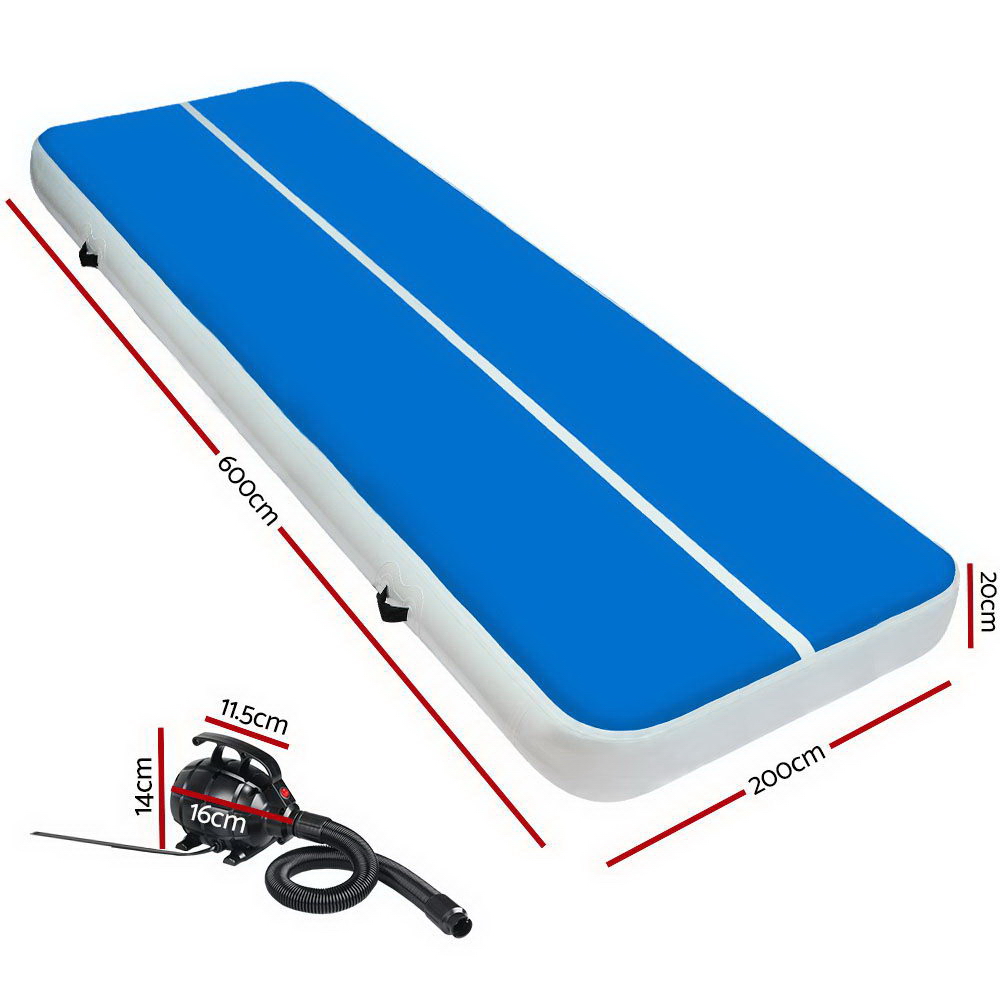 Everfit 6X2M Inflatable Air Track Mat 20CM Thick with Pump Tumbling ...