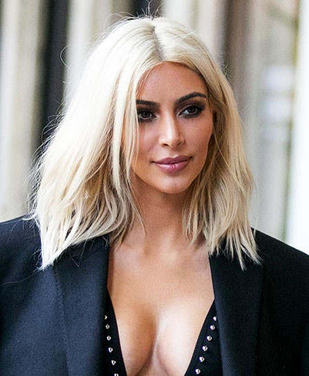 Kim-Kardashian-Blonde-Hairstyles Best Short White Blonde Hair 