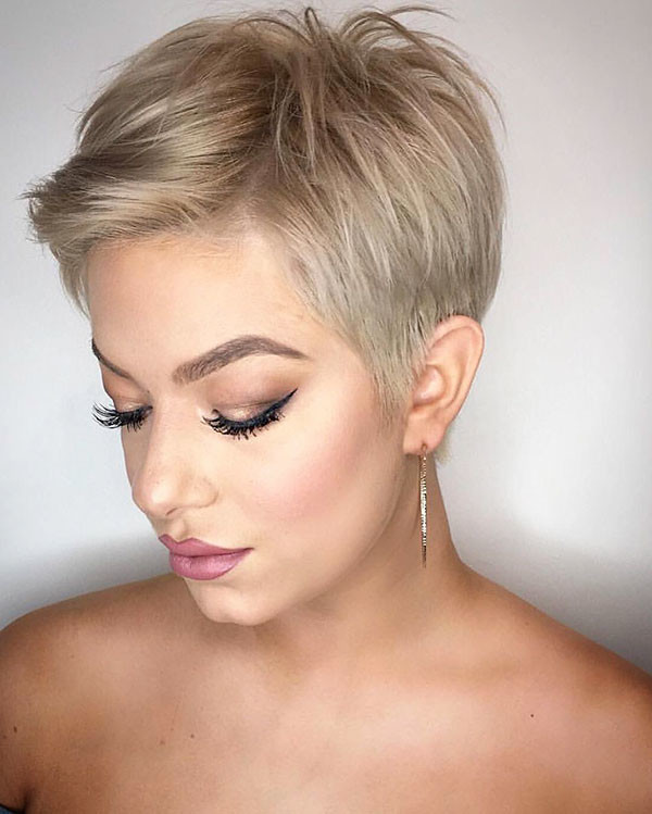 Blonde-Pixie-Cut New Pixie Haircut Ideas in 2019 