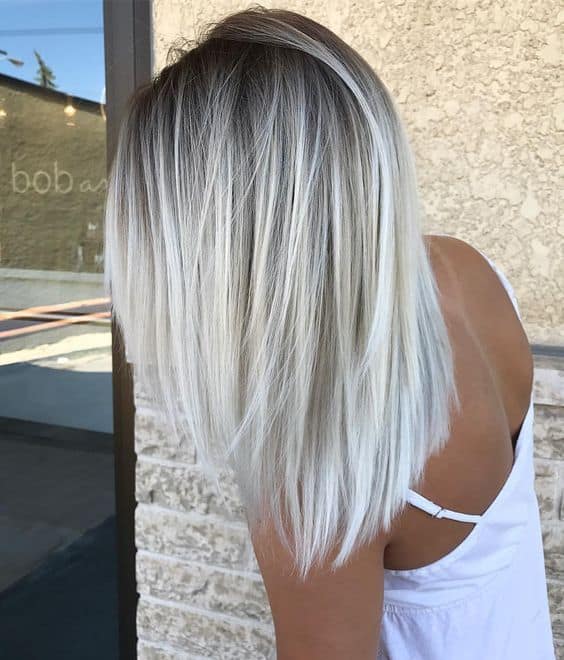 Ash-Grey-to-Platinum-Blonde Enthralling Long and Straight Hair Ombre for Women 