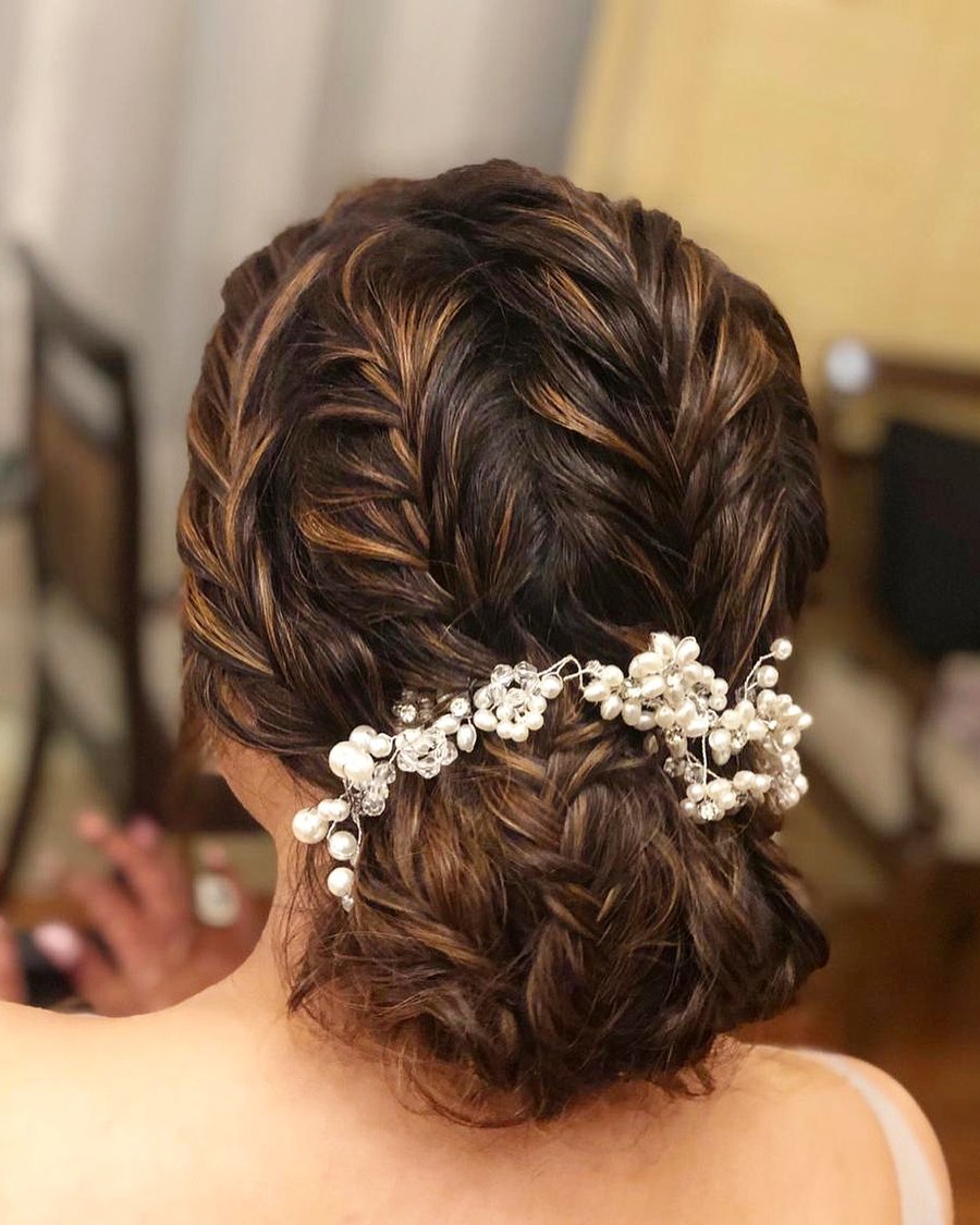Sleek-Crown-Braid-with-Cascading-Curls 21 Bridal Hairstyles 2020 for an Elegant Look 