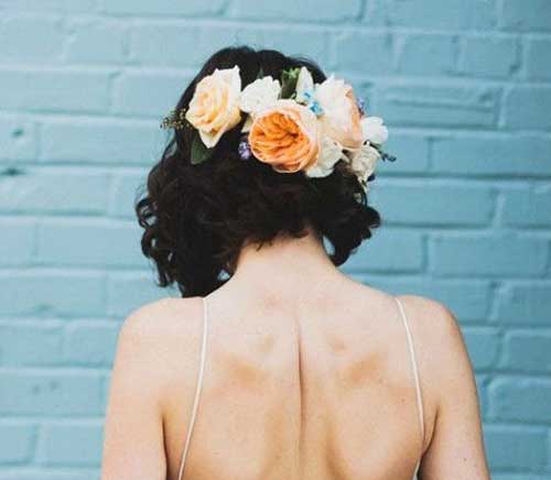 Flower-Crown-on-Back-of-Hair 20 Best Short Hairstyles for Wedding You Should See 
