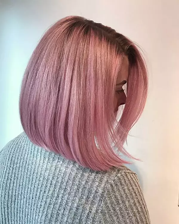 Light-Pink-with-Brown-Roots 34 Popular Pink Hair Color Ideas To Try in 2022 