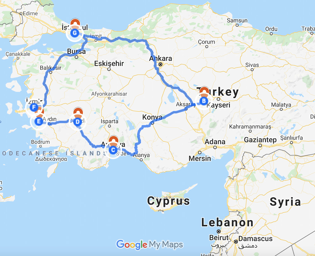 travel itinerary to turkey