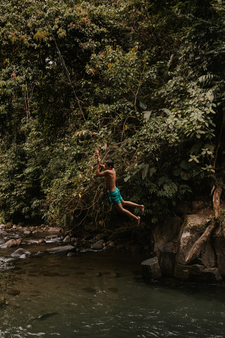 local teen jumping from the El Salto rope swing