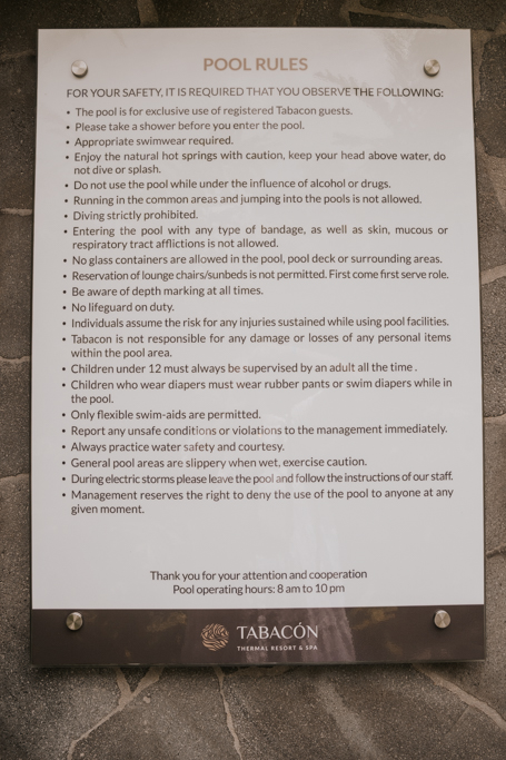 la fortuna tabacon hot springs rules