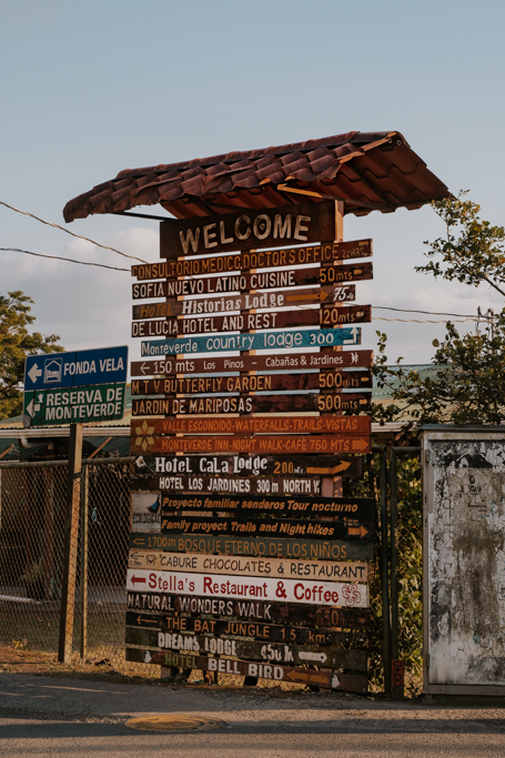 welcome to Monteverde Costa Rica wooden sign