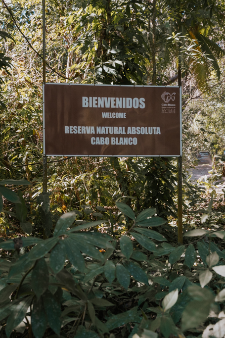 Sign at Cabo Blanco Nature Reserve