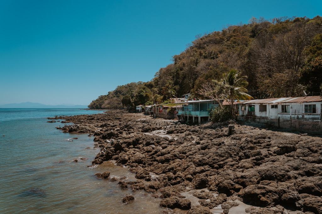 rocky shoreline on the mainland before boarding a boat to Isla Tortuga Costa Rica