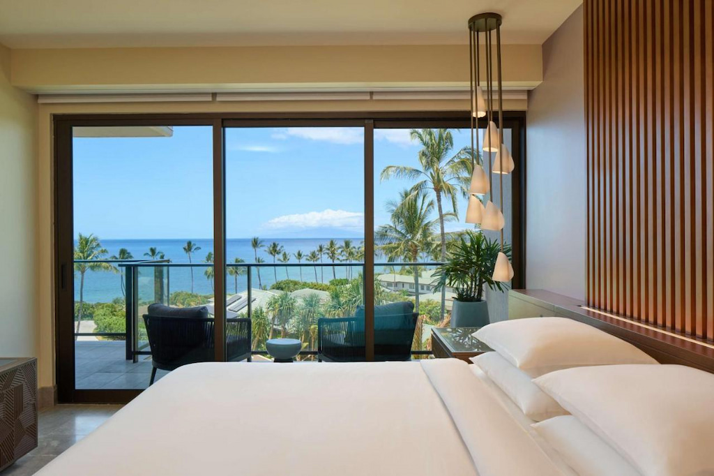 A view from a luxury room in Andaz Maui with the view of the beach