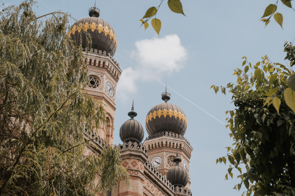 The onion-shaped spires of Dohany Street Synagogue in 7th District Budapest