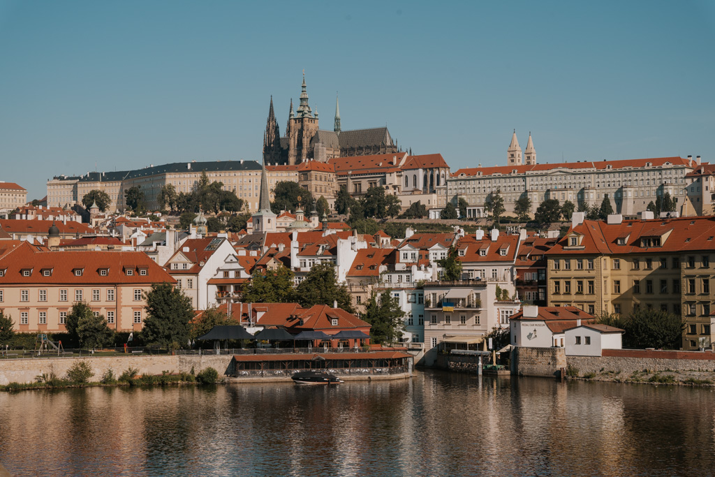 Views of Prague Castle from Old Town Prague across the River Vltava -  one of the best places to stay in Prague