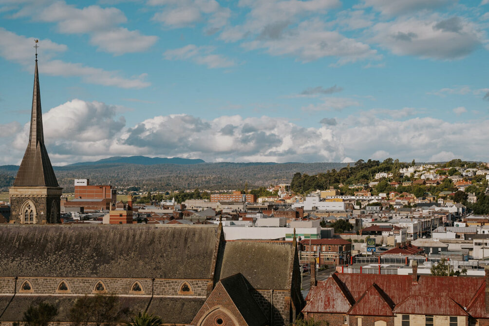 Panoramic view of the city from the best boutique hotels in Launceston, Tasmania