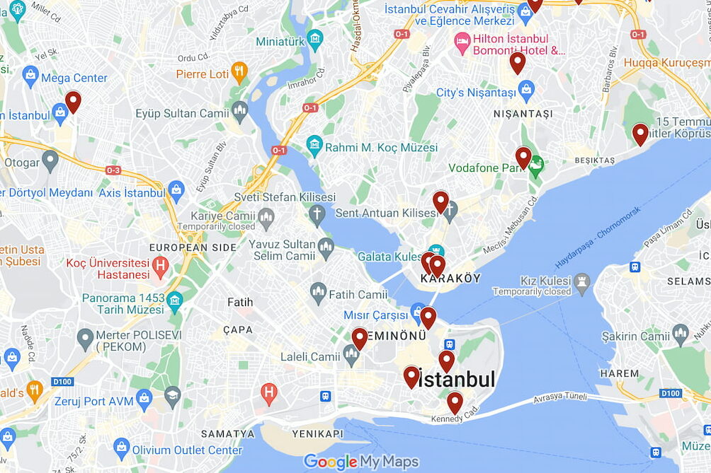 Best Boutique Spa Hotels in Istanbul Turkey Map