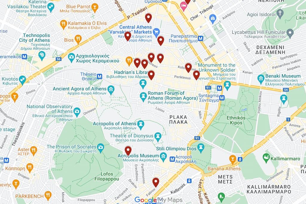 Best Villas in Athens Greece Map
