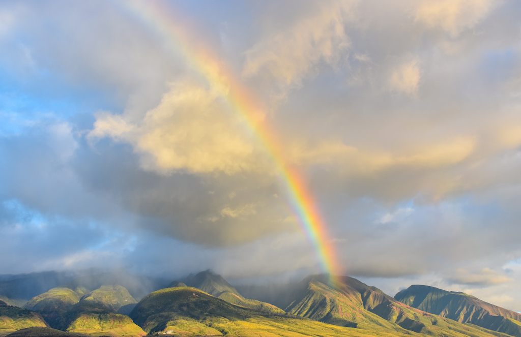 rainbow over Maui hawaii captions