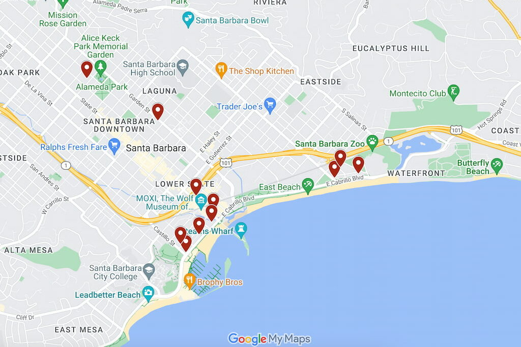 Best Santa Barbara Boutique Hotels Map