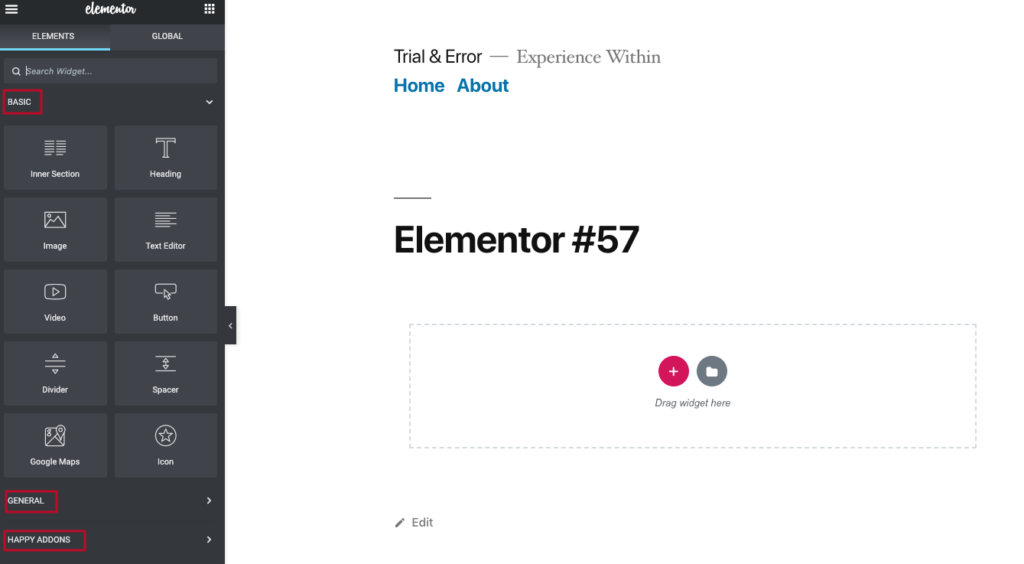 elementor customization page