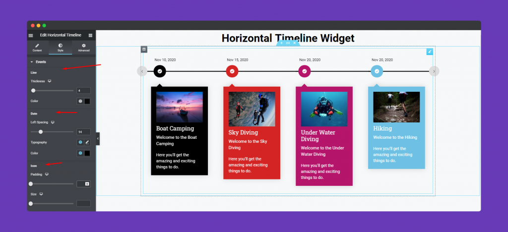 Horizontal Timeline Widget