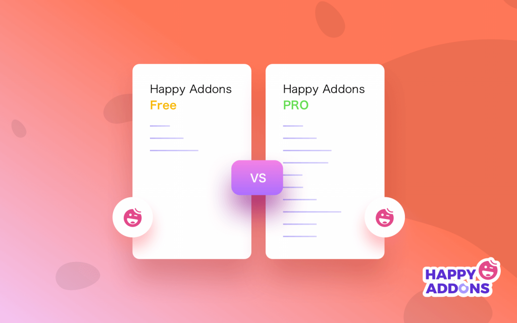 Happy Addons free vs happy addons pro