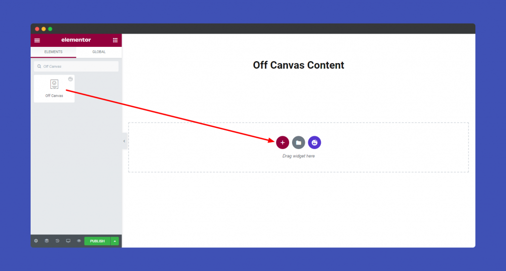 Add Off Canvas Content widget