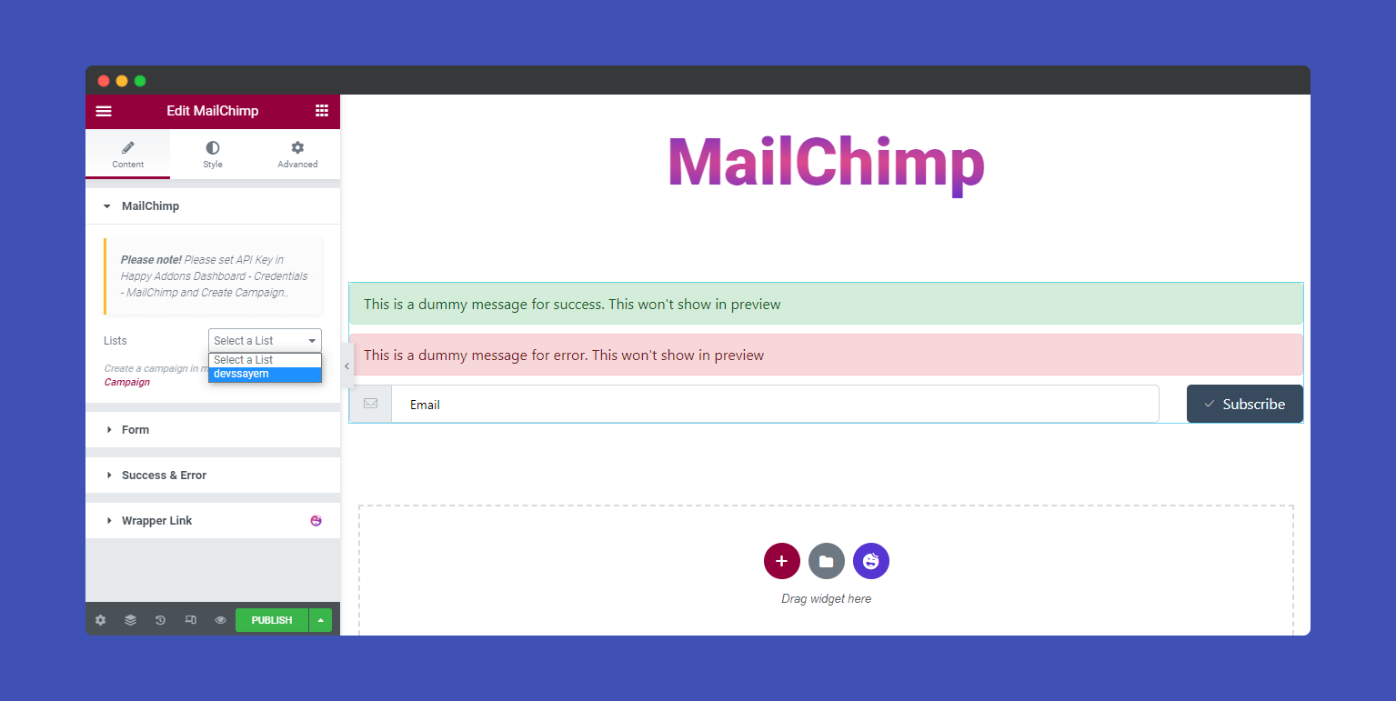 MailChimp Content