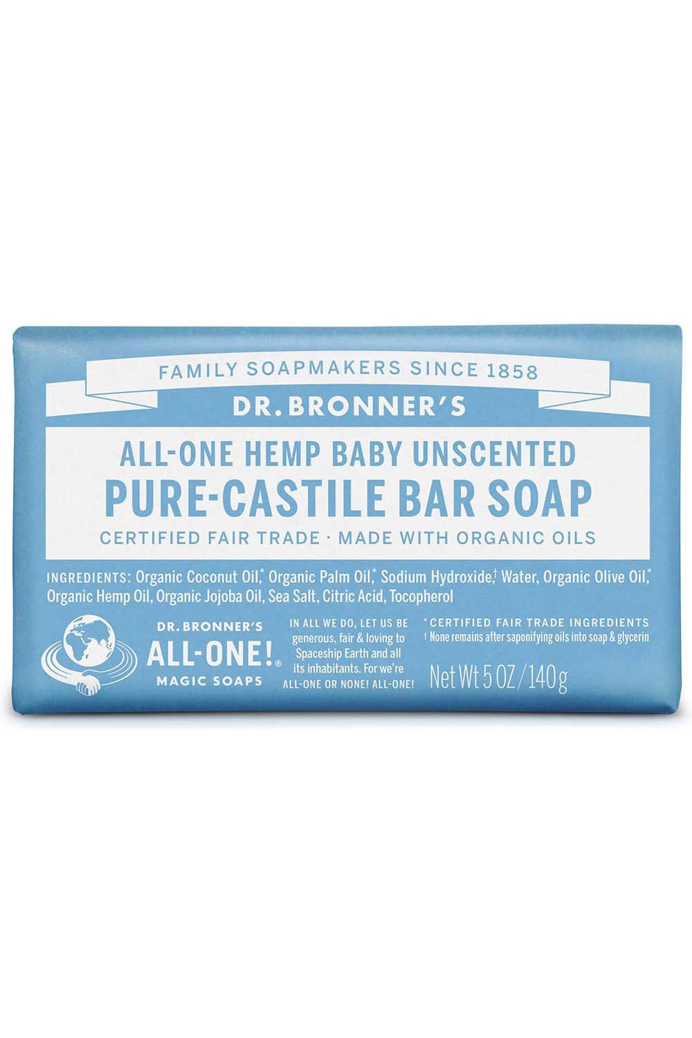 Dr. Bronner's Baby Unscented Pure-Castile Bar Soap 