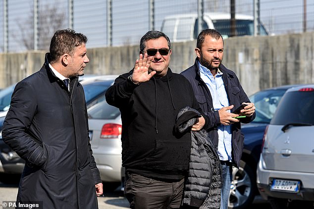 The agent pictured in attendance at a Serie A football match in Italy during last season