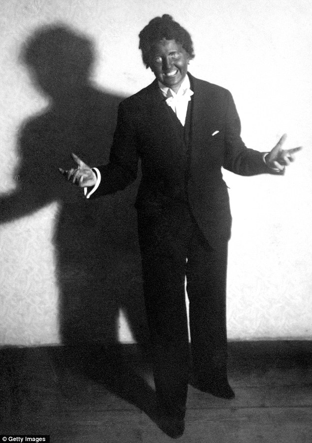 A photo titled 'Me As Al Jolson', from an album belonging to Hitler's companion Eva Braun, depicting her in Munich in 1937 in blackface as American actor Al Jolson in The Jazz Singer