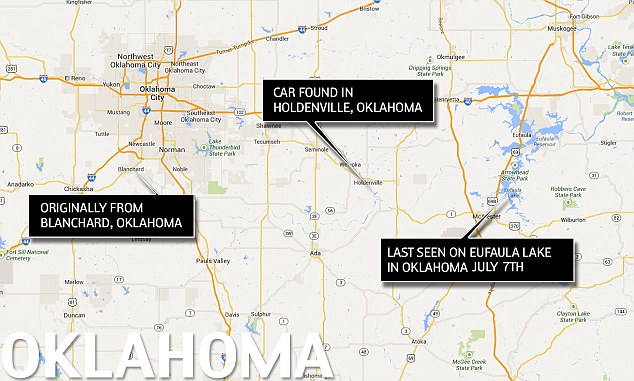Tracking Tommy: Late last month, Tommy's car was found in a rural area north of Holdenville, Oklahoma after he went missing on July 7 from Eufaula Lake