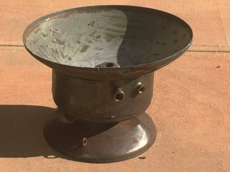 D Rustic Metal Fire Pit Planter Pot Bird Bath