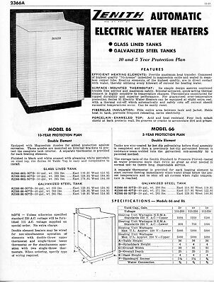 1958 Print Ad Of Zenith Automatic Electric Water Heater Model 86