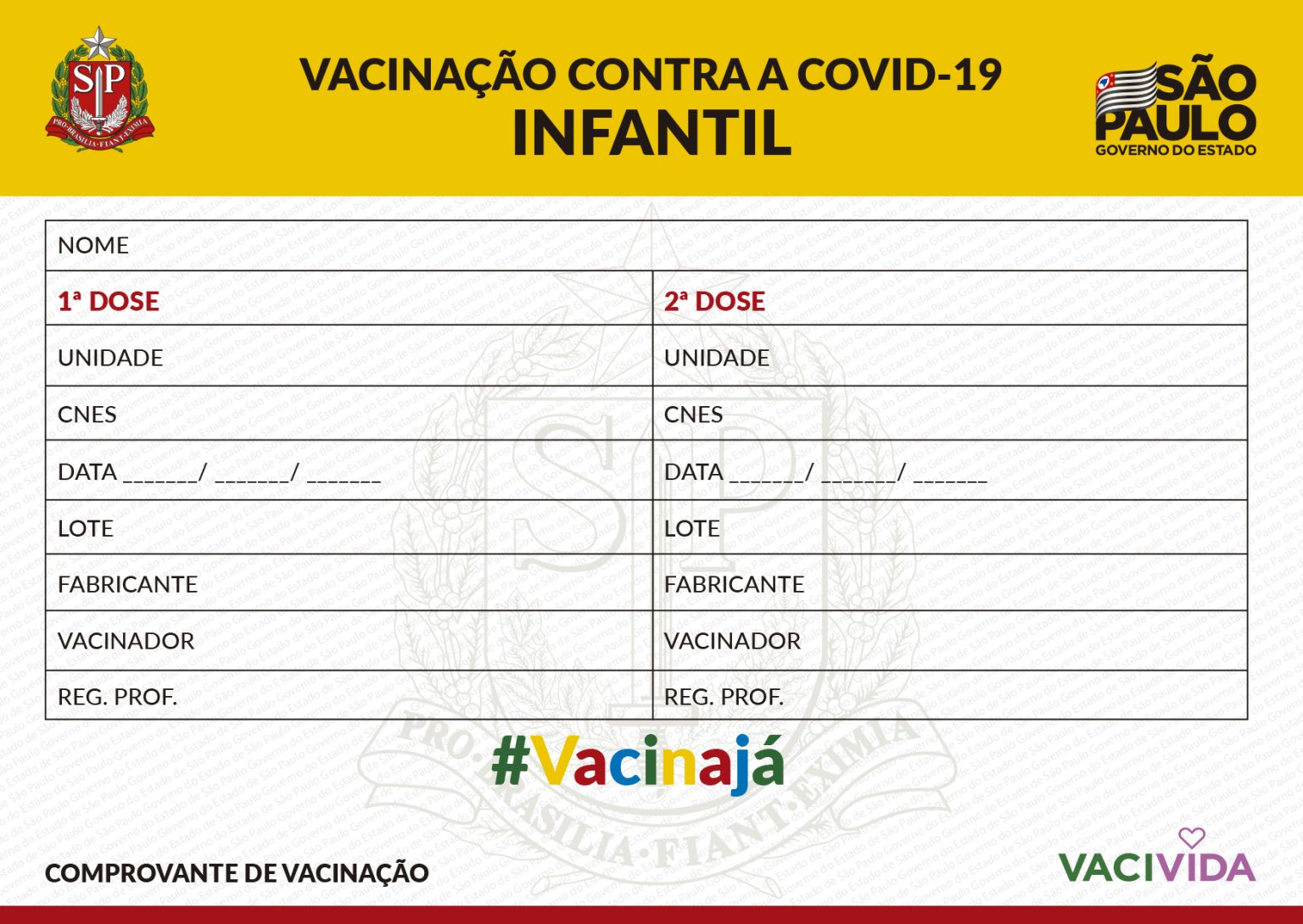 São Paulo prepara 4,5 milhões de carteirinhas para vacinação de crianças