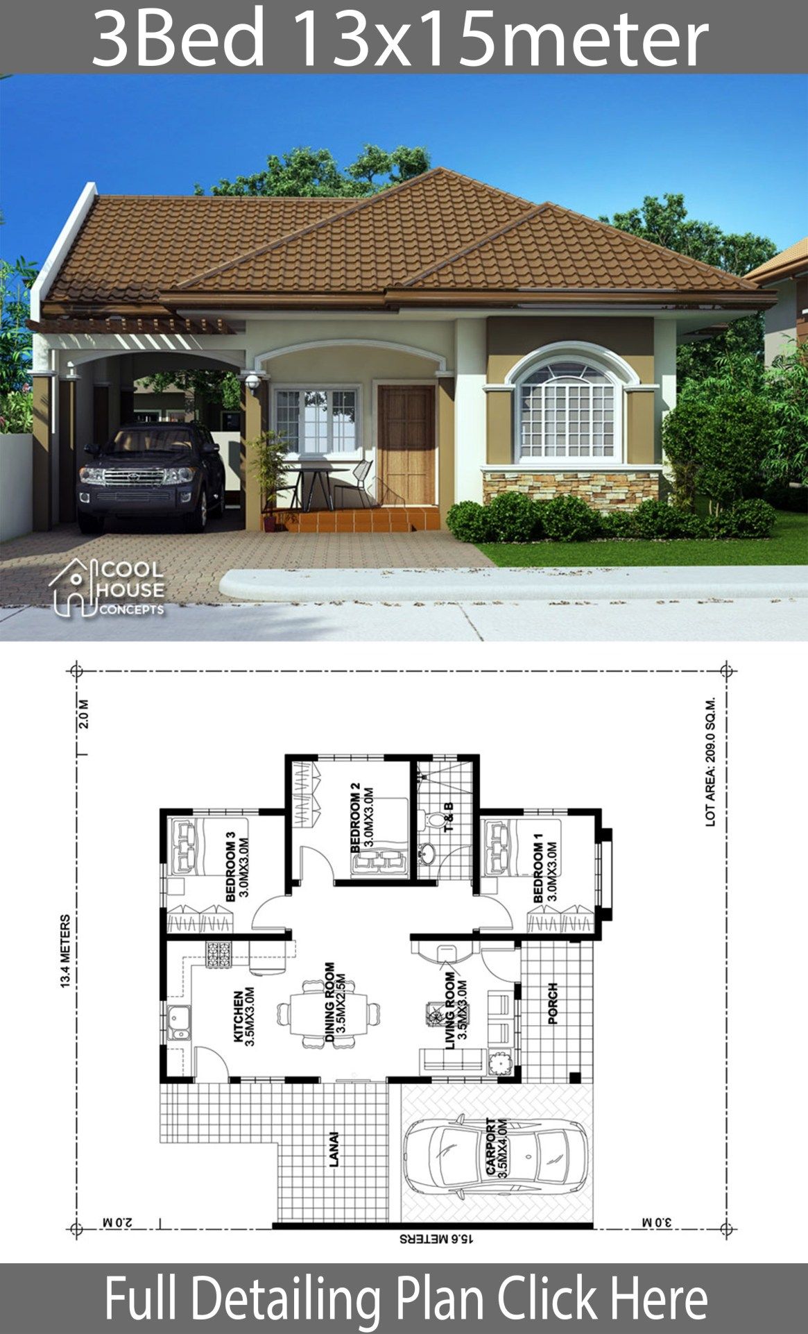 3 Bedroom Bungalow House Design Philippines With Floor Plan