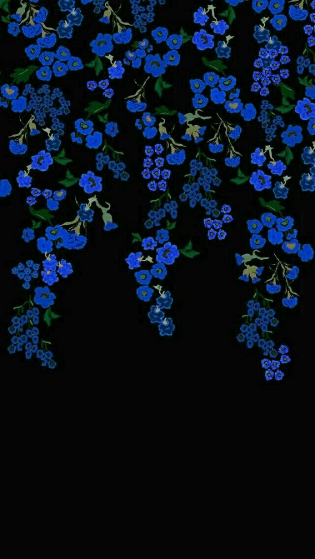 Mobile Black And Blue Flower Wallpaper