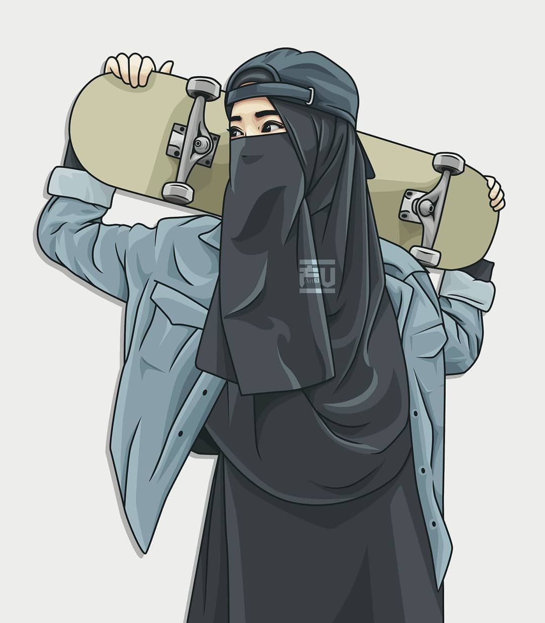 Lukisan Gambar Bff 4 Orang Muslimah