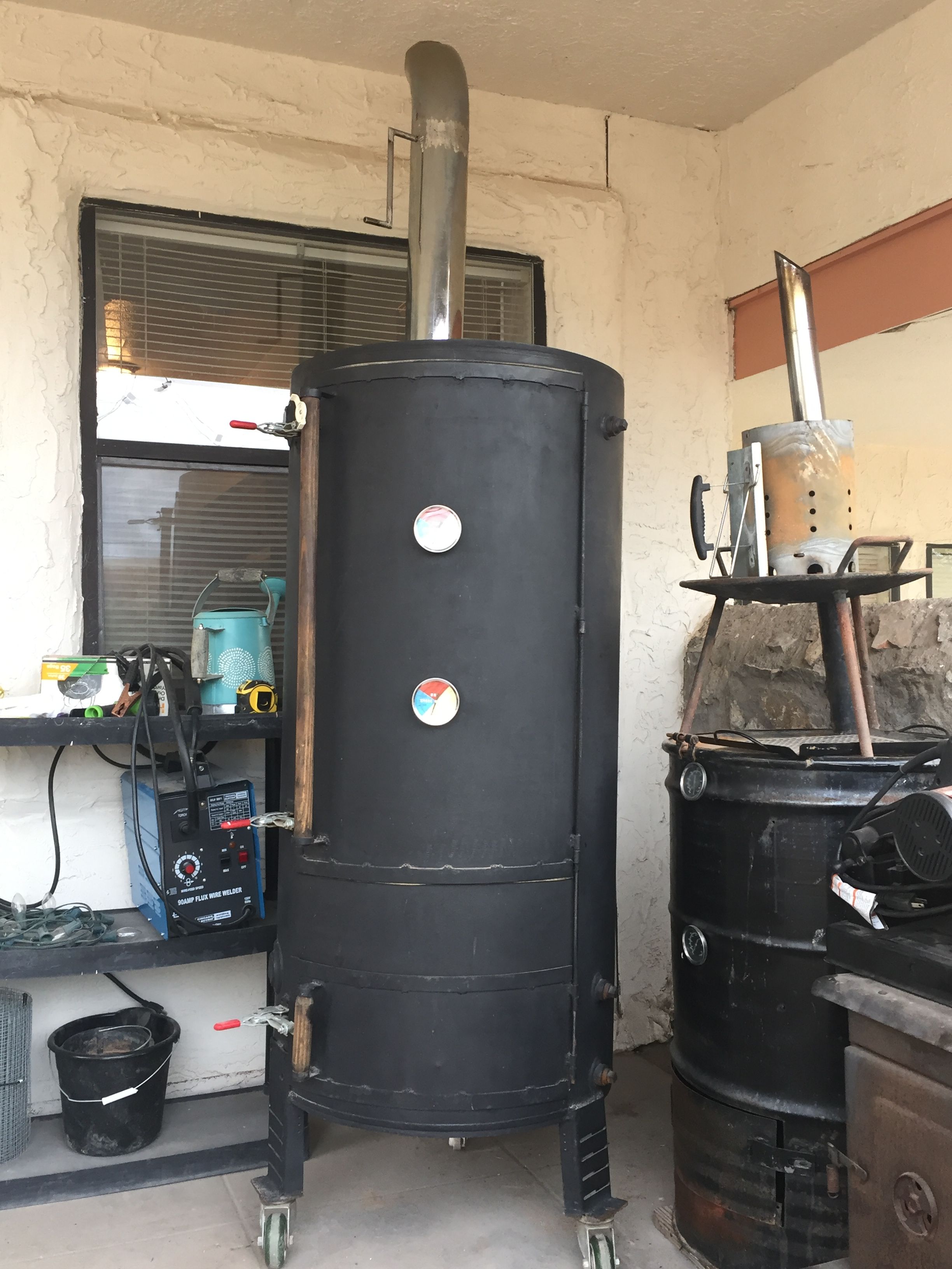 100 Gallon Water Heater Smoker With Semi Truck Smoke Stack And