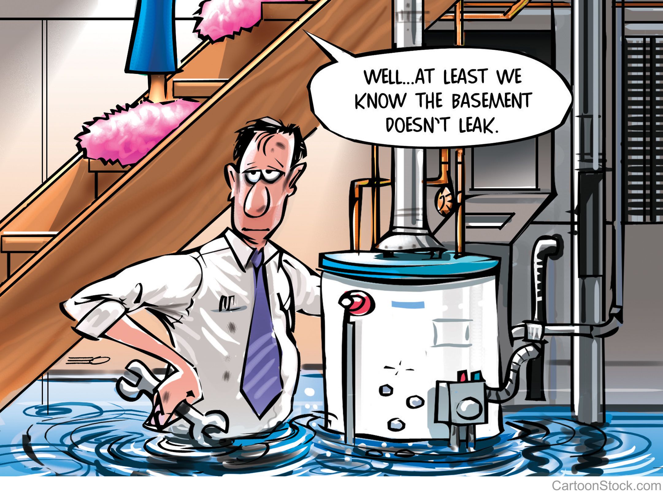 Diy Home Improvement Basement Flood Funny Cartoon Plumbing