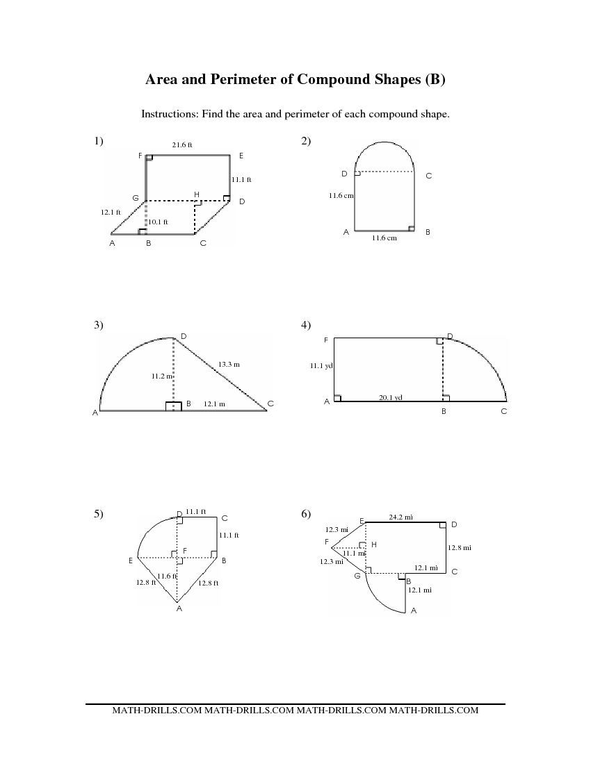 Worksheets On Area Of Composite Shapes Regarding Area Of Composite Figures Worksheet