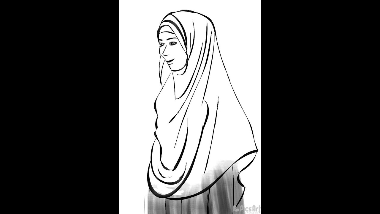 Gambar Kartun Muslimah Bercadar Sketsa Gambar Orang Berhijab Yang Mudah