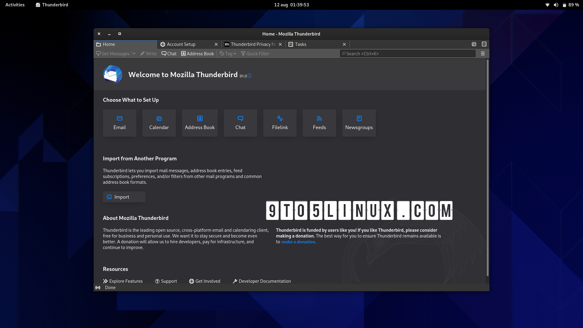 Mozilla Thunderbird 91