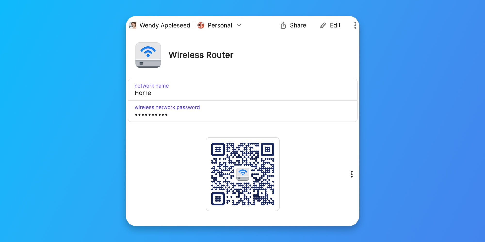 1Password adds the ability to share Wi-Fi password using a QR Code