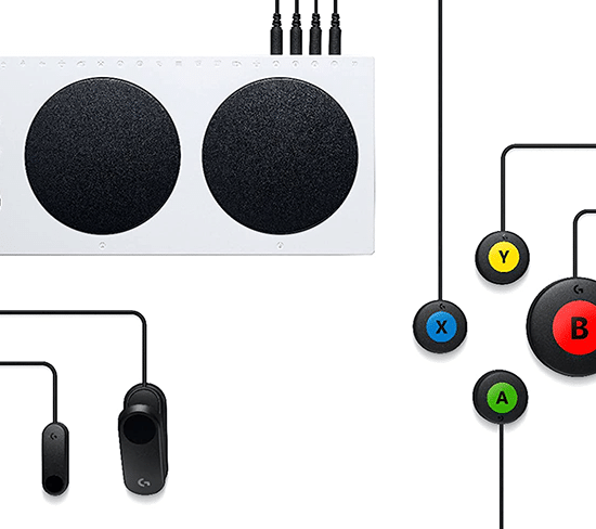 XAC with black switches with colored circles on a white background