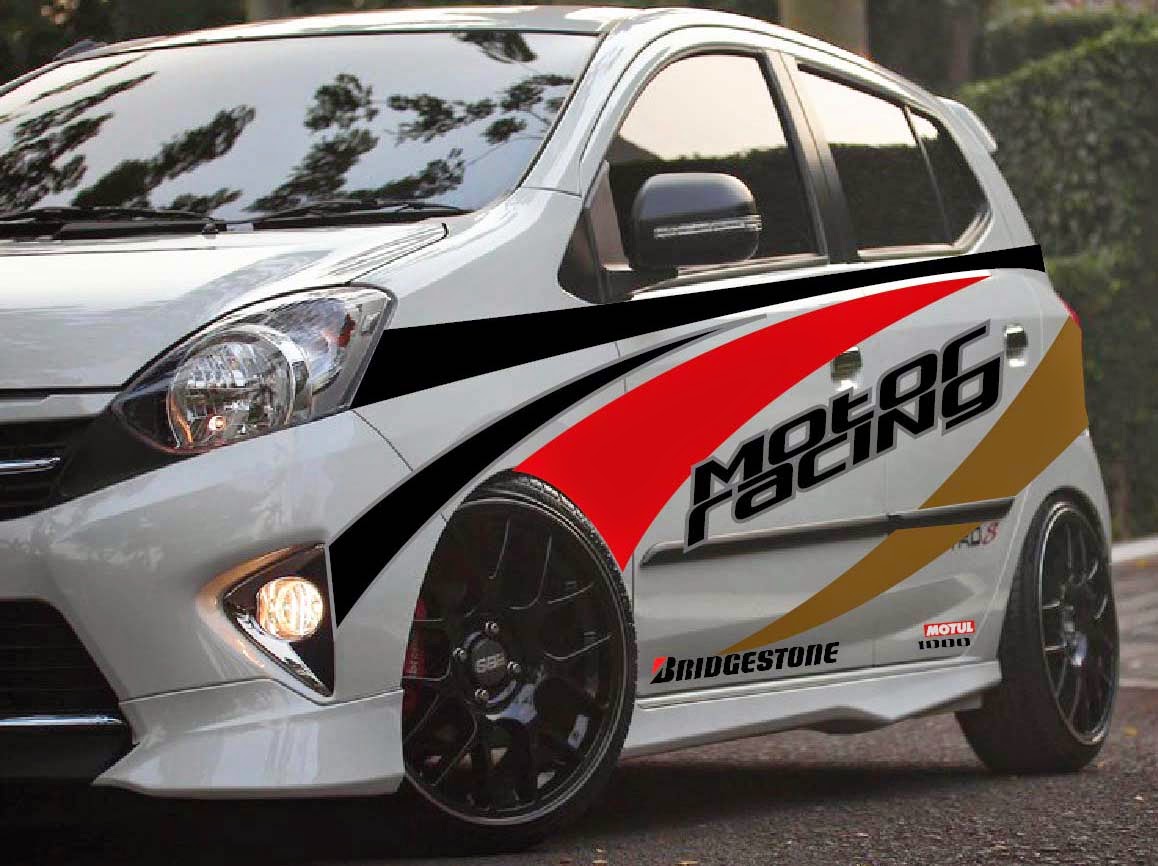 Modifikasi Stiker Mobil Agya Putih