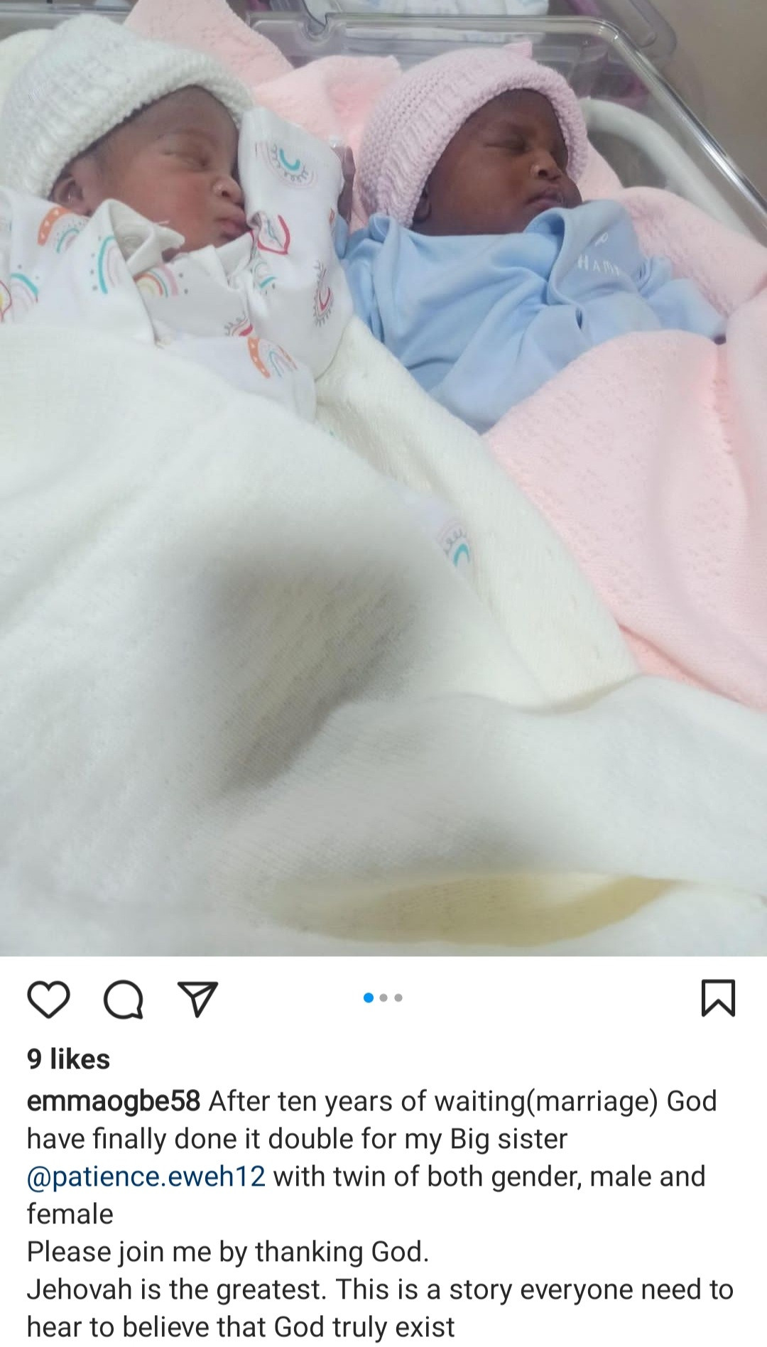 Couple welcome a set of twins after waiting for 10 years