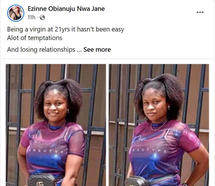 21-year-old woman celebrates being a virgin