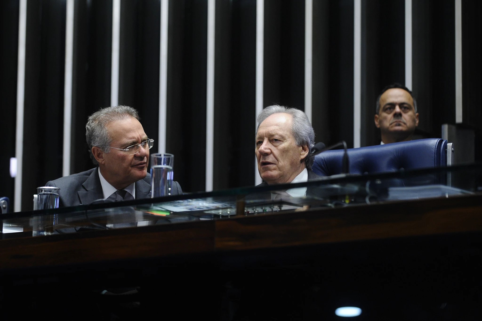 O presidente do Senado, Renan Calheiros (PMDB-AL), e o presidente do Supremo Tribunal Federal (STF), ministro Ricardo Lewandowski.