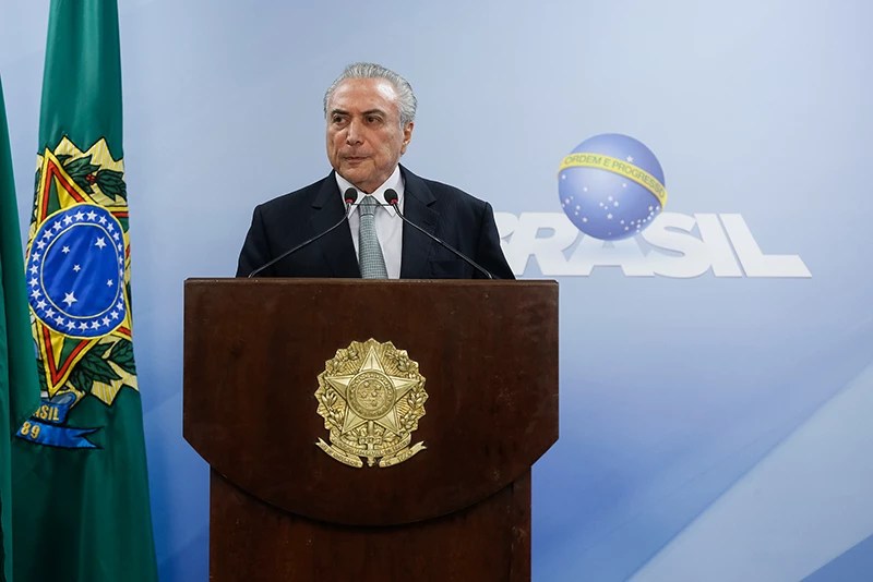 O presidente Michel Temer (PMDB), durante pronunciamento em resposta a denúncias.