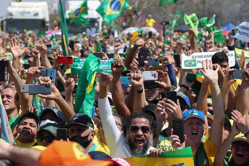 Bolsonaristas em mobilização no 7 de setembro de 2021.